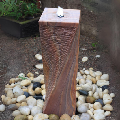 Rainbow Sandstone Twist Column Garden Water Feature