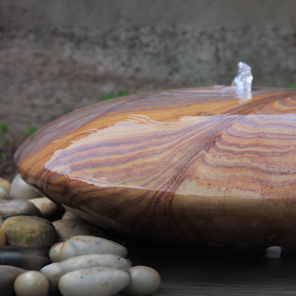 Rainbow Sandstone UFO Pebble Garden Water Fountain