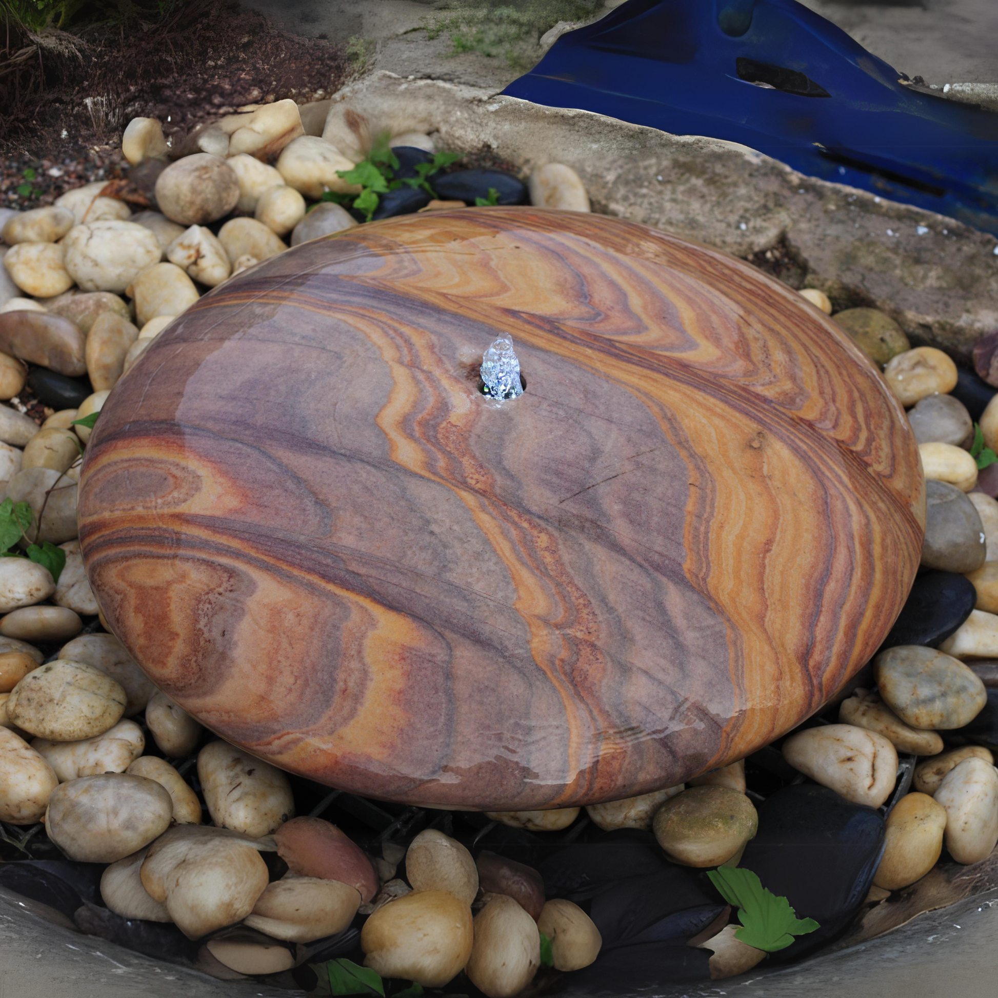 Rainbow Sandstone UFO Pebble Garden Water Fountain