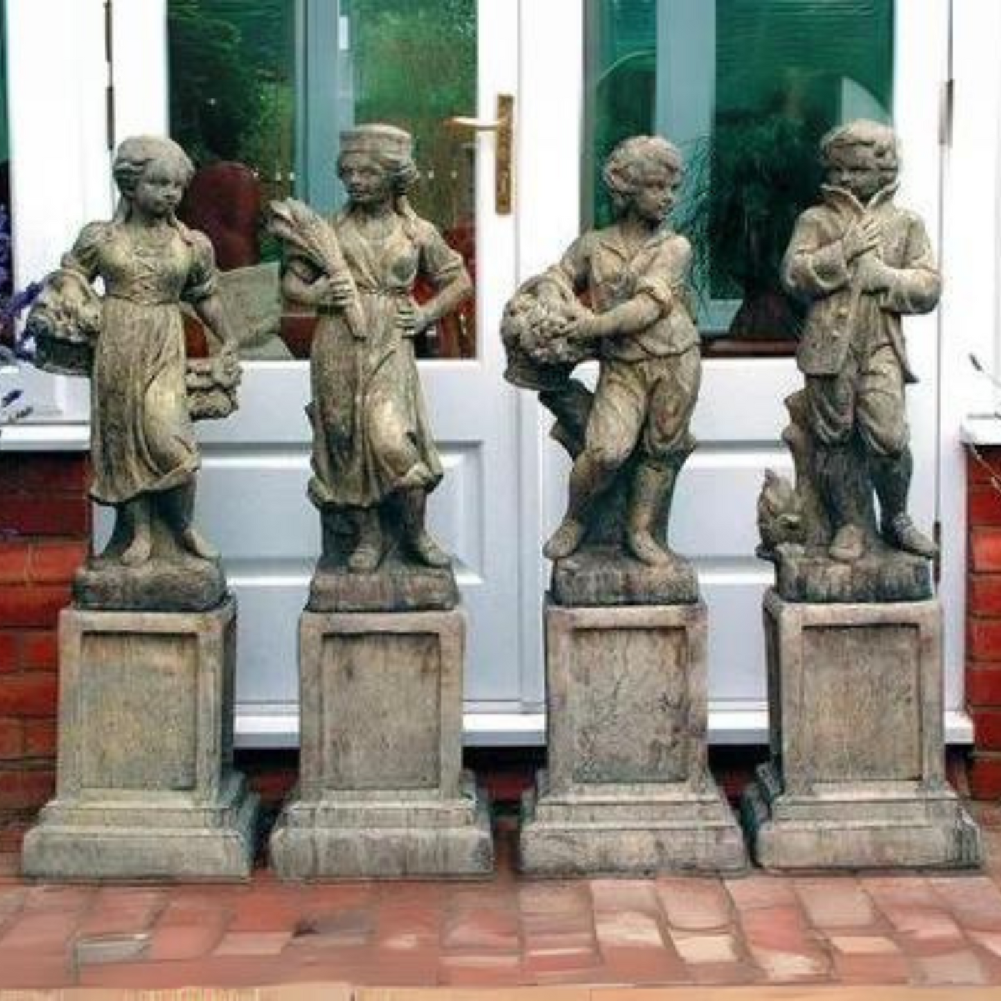 Set of 4 Traditional Season Stone Garden Statues