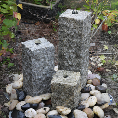 Set of Three Columns Grey Granite Natural Surface