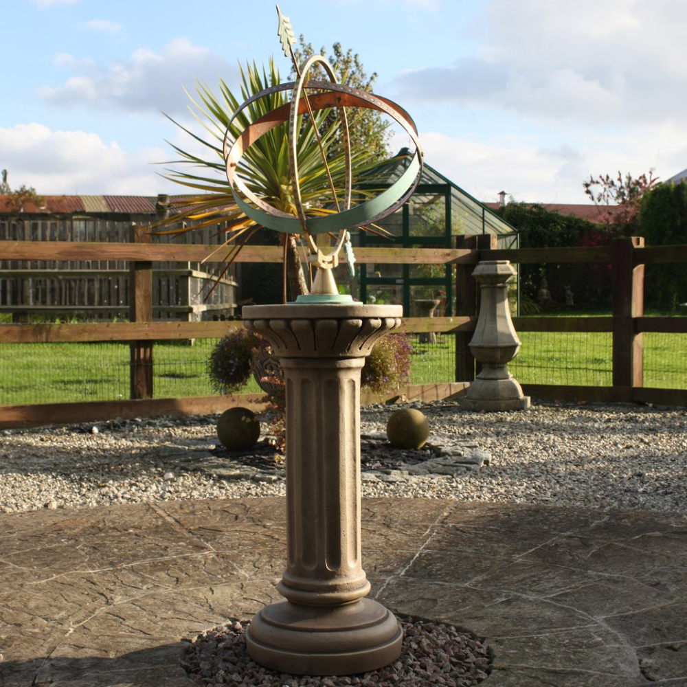 Tall Fluted Sundial Garden Ornament