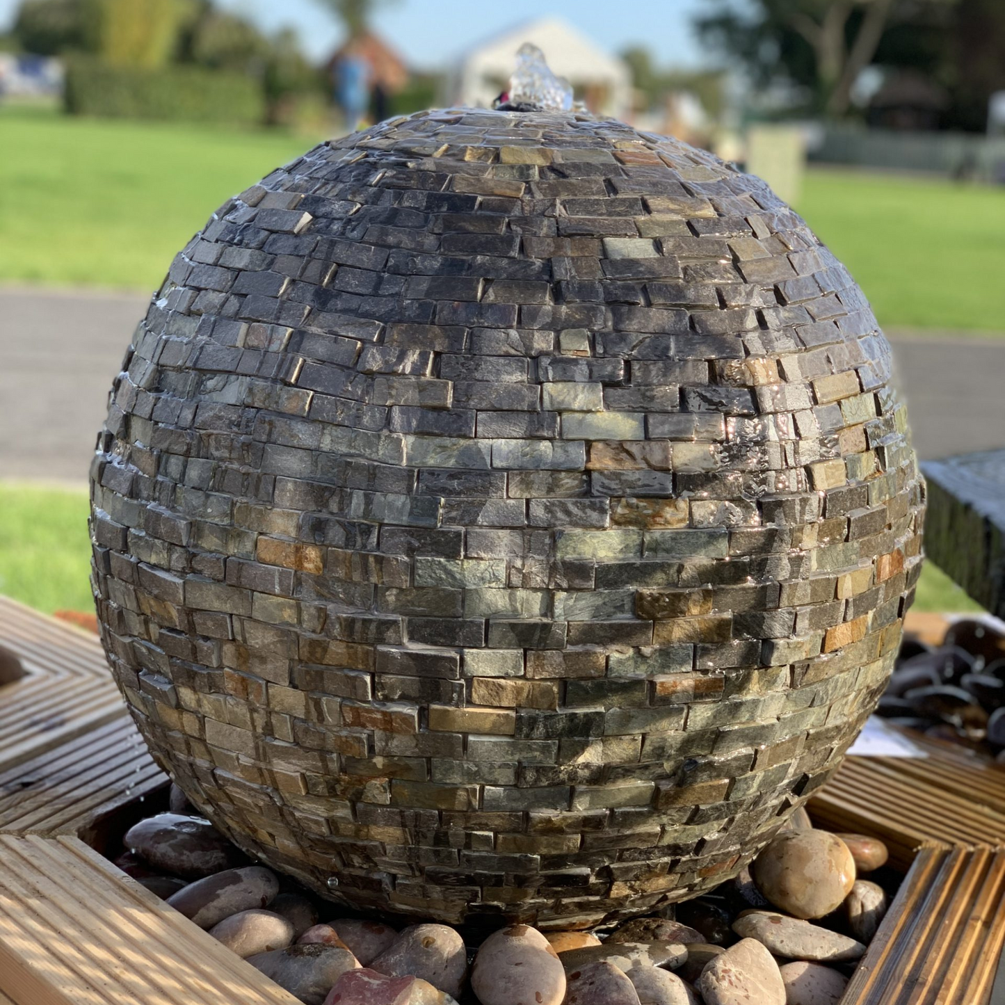 Tiled Sphere Garden Water Feature