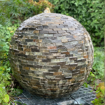 Tiled Sphere Garden Water Feature