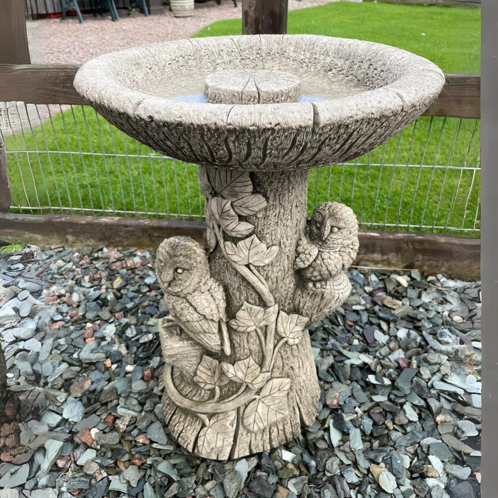 Twin Owl Bird Bath Garden Ornament