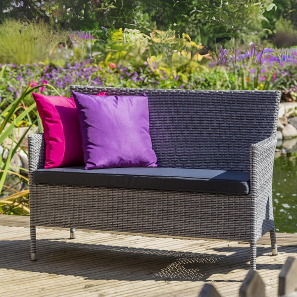 Sandringham Chatsworth 2 Seat Bench with Cushions Dove Grey Regal Gardens
