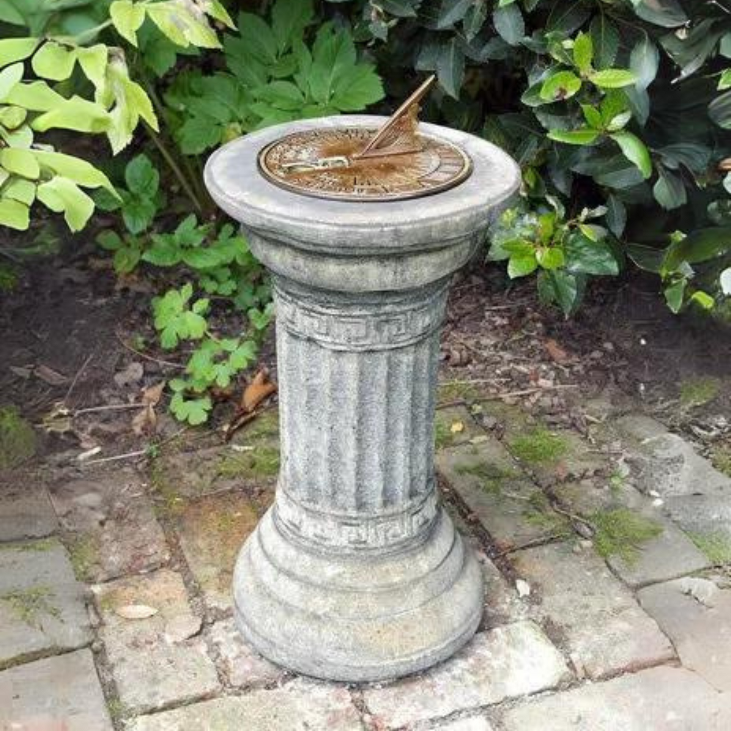 Classical Aged Stone & Brass Sundial