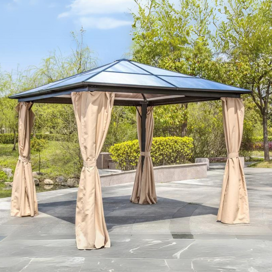 Aspen 3m x 3m Gazebo with Polycarbonate Roof - Taupe