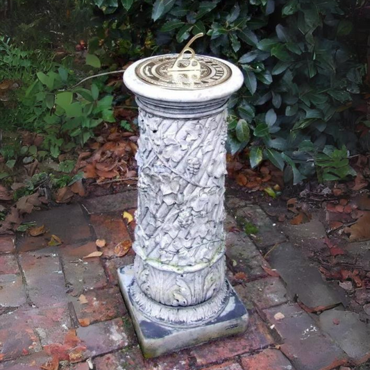 Vine Brass and Stone Sundial Garden Ornament