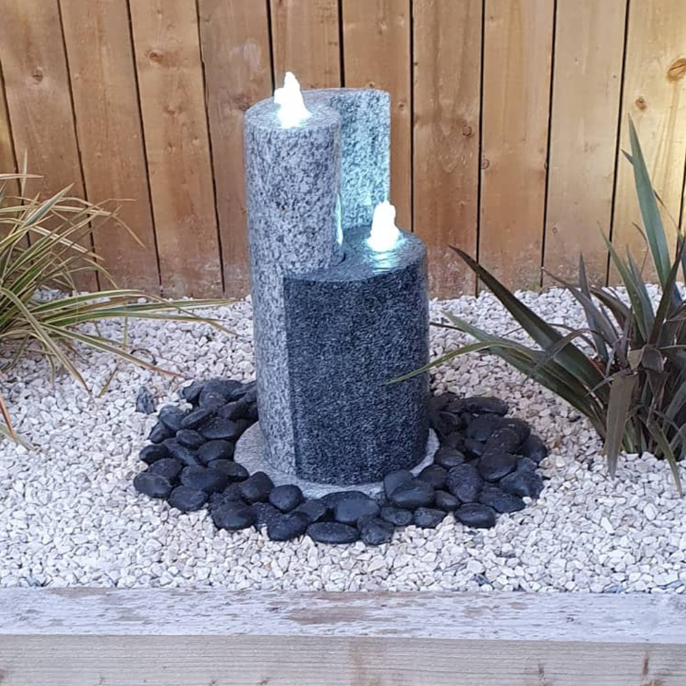 Yin Yang Two-Tone Granite Water Feature