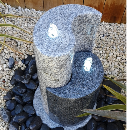 Yin Yang Two-Tone Granite Water Feature