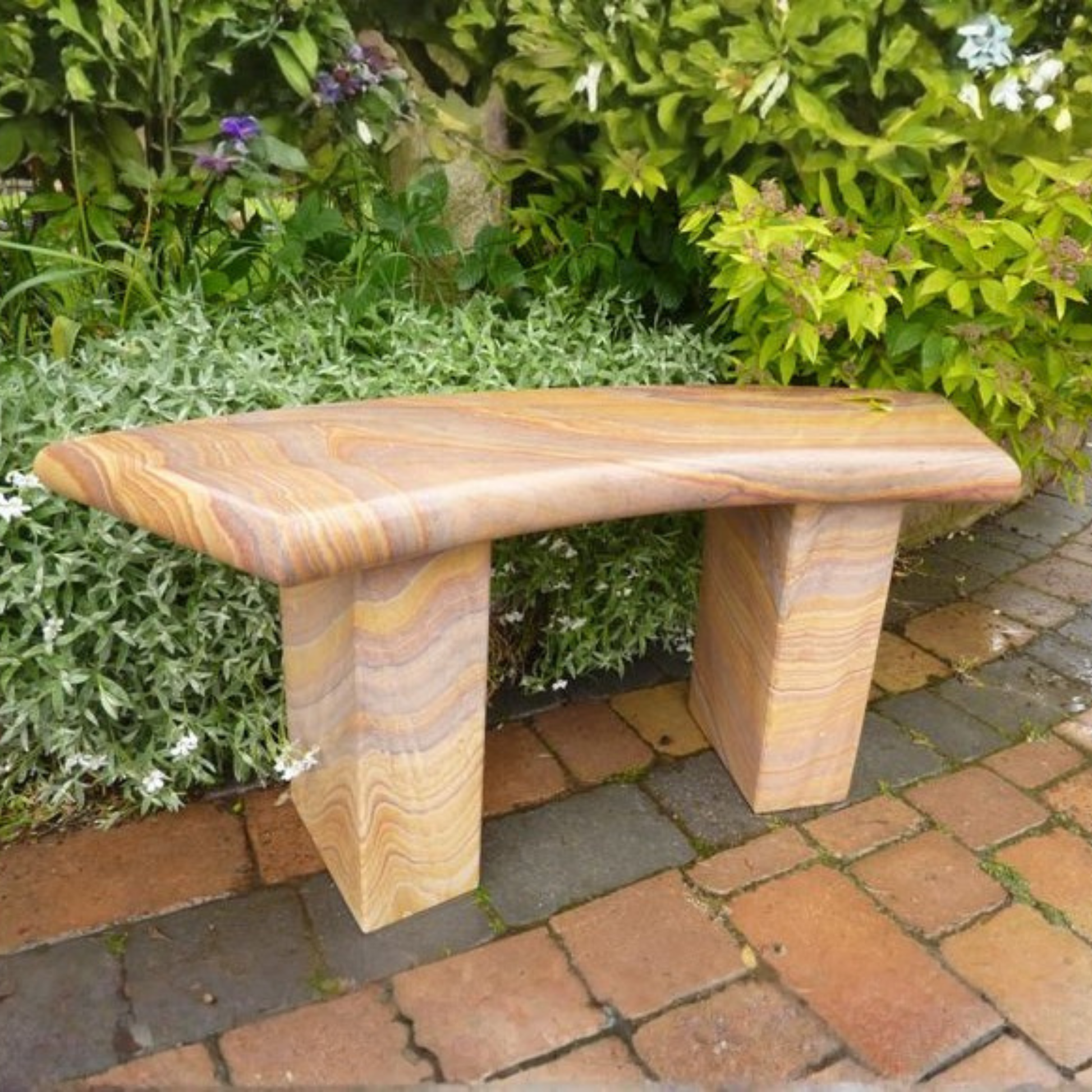 York Rainbow Sandstone Curved Garden Bench