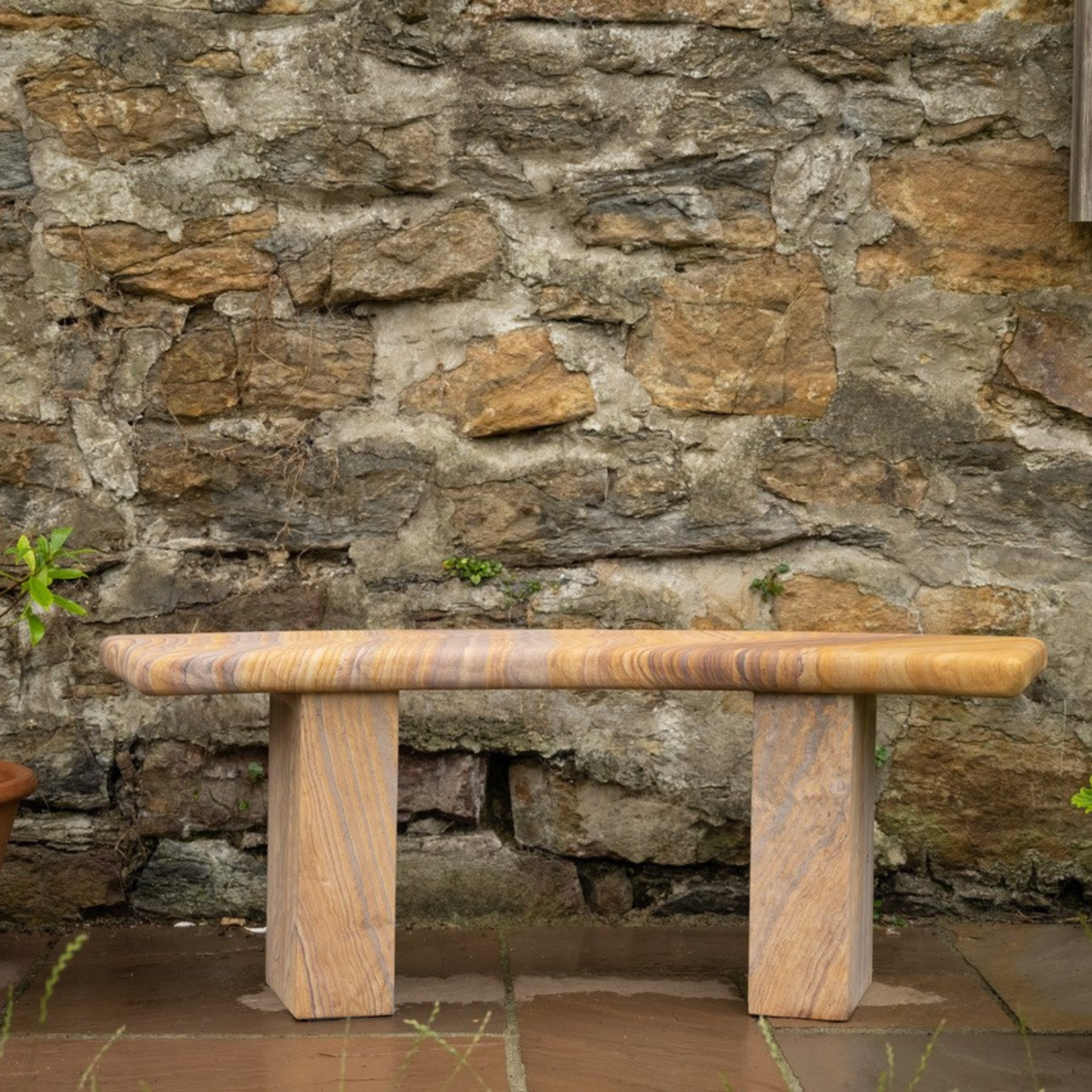 York Rainbow Sandstone Curved Garden Bench